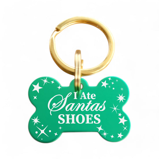 ⭐️Purr. Meow. Woof.⭐️ - I Ate Santas Shoes | Bone Aluminum | Pet ID Tag - Xmas Limited Edition - MediumSpringGreen