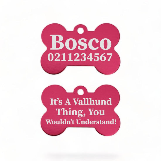 ⭐️Purr. Meow. Woof.⭐️ - It's a ... Breed Thing, You Wouldn't Understand | Bone Aluminium | Dog ID Pet Tag - DeepPink