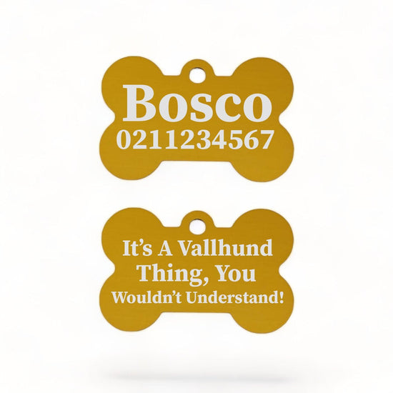 ⭐️Purr. Meow. Woof.⭐️ - It's a ... Breed Thing, You Wouldn't Understand | Bone Aluminium | Dog ID Pet Tag - Gold