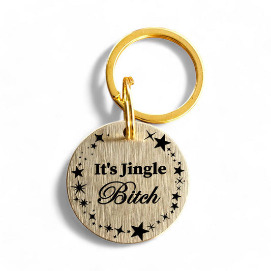 ⭐️Purr. Meow. Woof.⭐️ - It's Jingle Bitch | Bespoke Brass | Pet ID Tag - Xmas Limited Edition - Cat (Small)