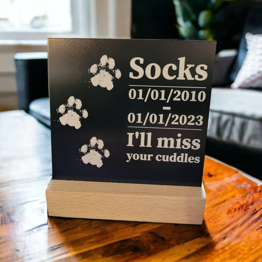 ⭐️Purr. Meow. Woof.⭐️ - Laser Engraved Paw Print Ink & Aluminum Kit - Memorial - Black