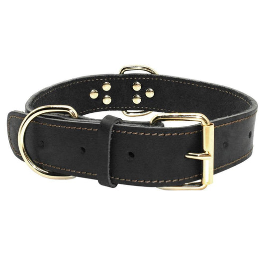 ⭐️Purr. Meow. Woof.⭐️ - Leather Commander Dog Collar - Black / S / No
