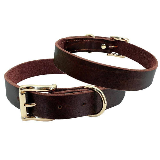 ⭐️Purr. Meow. Woof.⭐️ - Leather Estate Dog Collar - Brown / XS / No