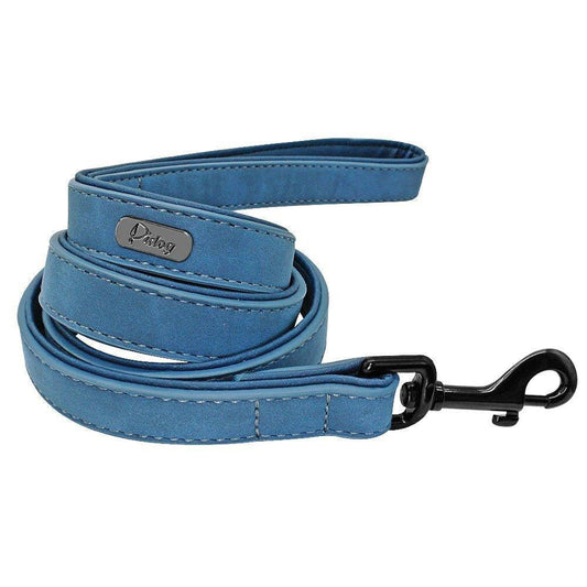 ⭐️Purr. Meow. Woof.⭐️ - Leather Executive Dog Lead - SteelBlue