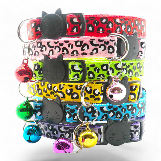 ⭐️Purr. Meow. Woof.⭐️ - Leopard Print Breakaway Safety Cat & Kitten Collar - Red / Cat