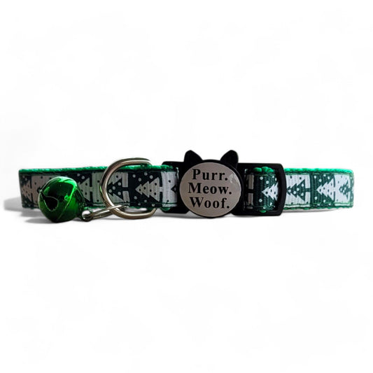 ⭐️Purr. Meow. Woof.⭐️ - Limited Edition Christmas Breakaway Safety Cat & Kitten Collar - Green Xmas Tree / Cat