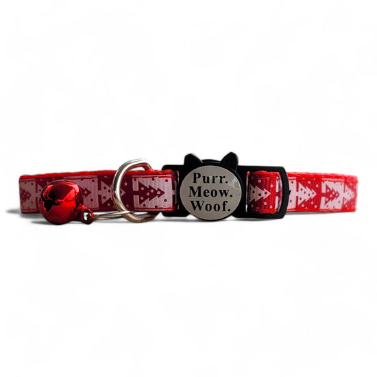 ⭐️Purr. Meow. Woof.⭐️ - Limited Edition Christmas Breakaway Safety Cat & Kitten Collar - Red Xmas Tree / Cat