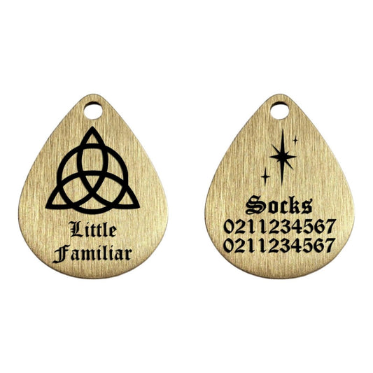 ⭐️Purr. Meow. Woof.⭐️ - Little Familiar Brass Teardrop Cat & Dog ID Pet Tag - Default Title