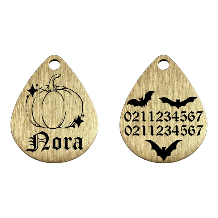 ⭐️Purr. Meow. Woof.⭐️ - Little Pumpkin Brass Teardrop Cat & Dog ID Pet Tag - Default Title