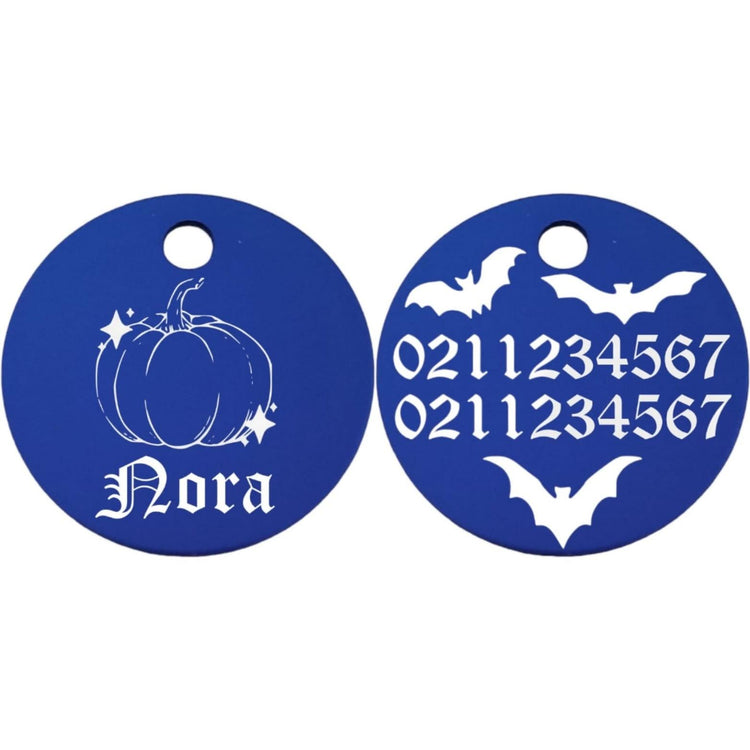 ⭐️Purr. Meow. Woof.⭐️ - Little Pumpkin Round Aluminum Cat & Dog ID Pet Tag - RoyalBlue / Small (Cat)
