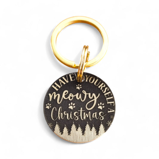 ⭐️Purr. Meow. Woof.⭐️ - LUXE | Bespoke Brass | Have Yourself A Meowy Christmas | Pet ID Tag - Xmas Limited Edition - Cat (Small)