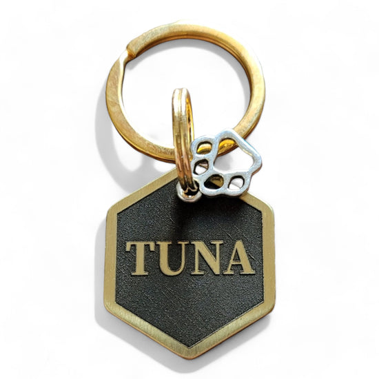 ⭐️Purr. Meow. Woof.⭐️ - LUXE | Bespoke Brass | Hexagon Cat & Dog ID Pet Tag - Day / Small
