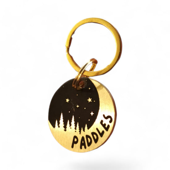 ⭐️Purr. Meow. Woof.⭐️ - LUXE | Bespoke Brass | Night Sky Cat & Dog ID Pet Tag - Small (Cat)