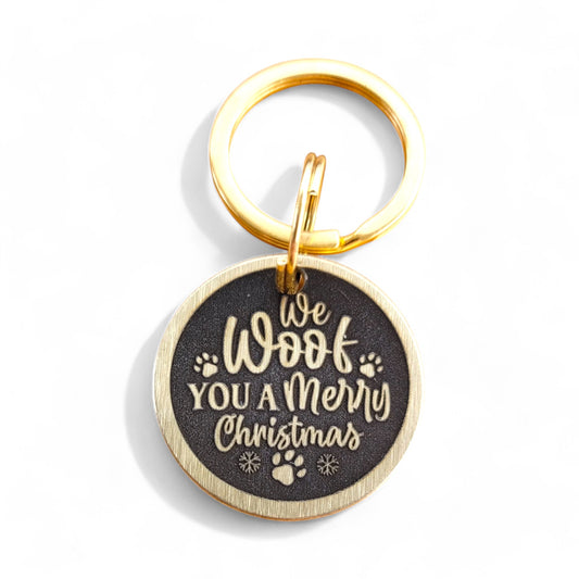 ⭐️Purr. Meow. Woof.⭐️ - LUXE | Bespoke Brass | We Woof You A Merry Christmas | Pet ID Tag - Xmas Limited Edition - Cat (Small)
