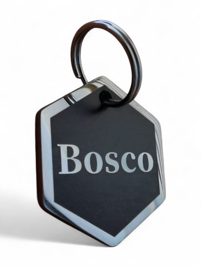 ⭐️Purr. Meow. Woof.⭐️ - LUXE | Mirror Stainless | Hexagon Cat & Dog ID Pet Tag - Silver / Small