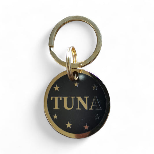 ⭐️Purr. Meow. Woof.⭐️ - LUXE | Mirror Stainless | Round Cat & Dog ID Pet Tag - Night / Small