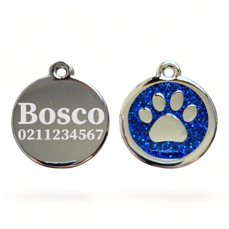 ⭐️Purr. Meow. Woof.⭐️ - Mini Round Paw Print Cat & Dog ID Pet Tag - RoyalBlue / Dog (Large)