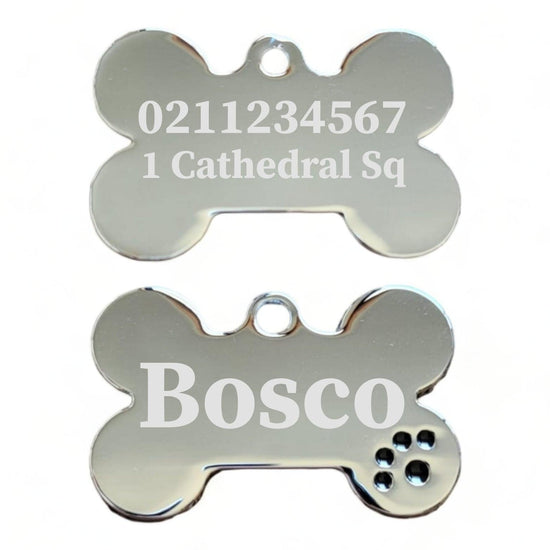 ⭐️Purr. Meow. Woof.⭐️ - Name Front & 1 Number Address Back | Dot Paw Bone | Dog ID Pet Tag - Black