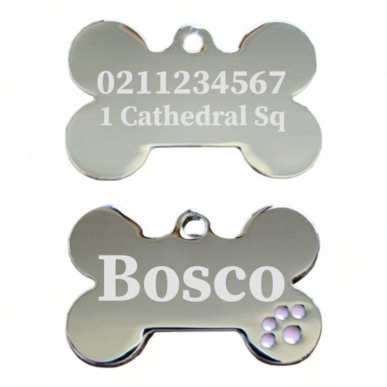⭐️Purr. Meow. Woof.⭐️ - Name Front & 1 Number Address Back | Dot Paw Bone | Dog ID Pet Tag - LightPink