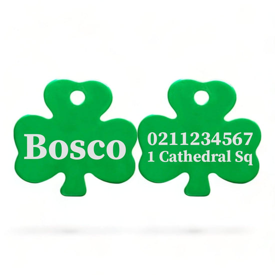 ⭐️Purr. Meow. Woof.⭐️ - Name Front & 1 Number & Address Back | Shamrock Aluminum | Cat, Kitten & Dog ID Pet Tag - MediumSpringGreen