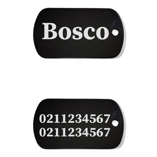 ⭐️Purr. Meow. Woof.⭐️ - Name Front & 2 Numbers Back Military Dog ID Pet Tag - Black