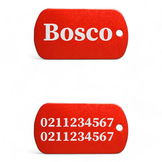⭐️Purr. Meow. Woof.⭐️ - Name Front & 2 Numbers Back Military Dog ID Pet Tag - FireBrick