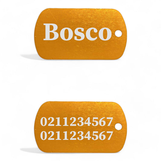 ⭐️Purr. Meow. Woof.⭐️ - Name Front & 2 Numbers Back Military Dog ID Pet Tag - Gold