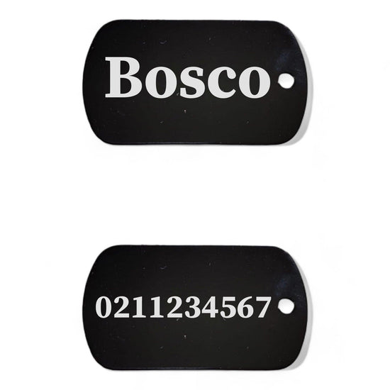 ⭐️Purr. Meow. Woof.⭐️ - Name Front & Number Back Military Dog ID Pet Tag - Black