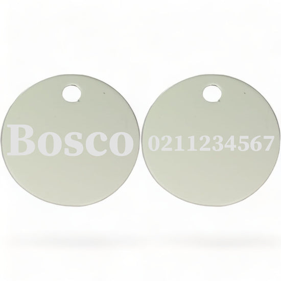 ⭐️Purr. Meow. Woof.⭐️ - Name Front & Number Back | Round Aluminium | Cat, Kitten & Dog ID Pet Tag - Silver / Dog (Large)