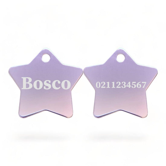 ⭐️Purr. Meow. Woof.⭐️ - Name Front & Number Back | Star Aluminum | Cat, Kitten & Dog ID Pet Tag - LightPink / Dog (Large)
