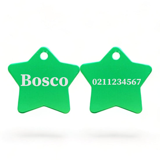 ⭐️Purr. Meow. Woof.⭐️ - Name Front & Number Back | Star Aluminum | Cat, Kitten & Dog ID Pet Tag - MediumSpringGreen / Dog (Large)