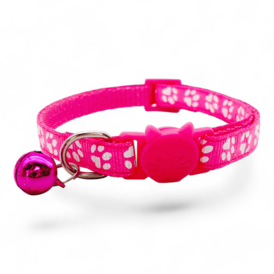 ⭐️Purr. Meow. Woof.⭐️ - Paw Print Breakaway Safety Cat & Kitten Collar - HotPink / Cat