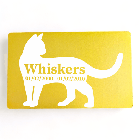 ⭐️Purr. Meow. Woof.⭐️ - Pet Memorial Plaque Silhouette - Gold / Cat / Indoor