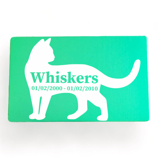 ⭐️Purr. Meow. Woof.⭐️ - Pet Memorial Plaque Silhouette - MediumSeaGreen / Cat / Indoor