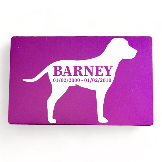 ⭐️Purr. Meow. Woof.⭐️ - Pet Memorial Plaque Silhouette - Purple / Dog / Indoor