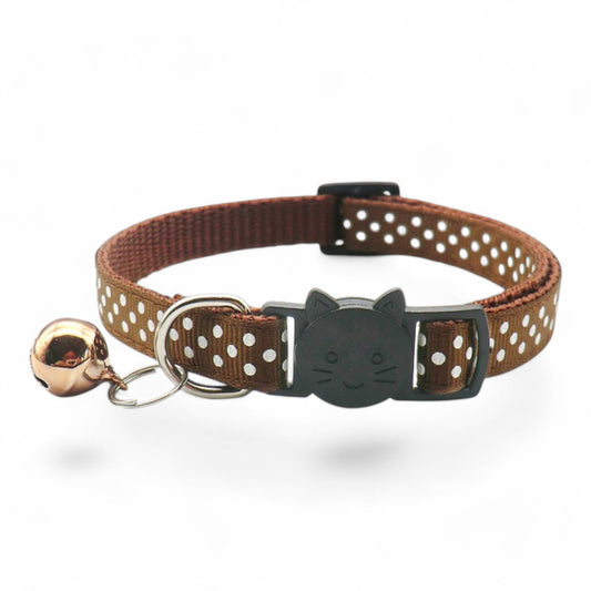 ⭐️Purr. Meow. Woof.⭐️ - Polka Dots Breakaway Safety Cat & Kitten Collar - Brown / Cat