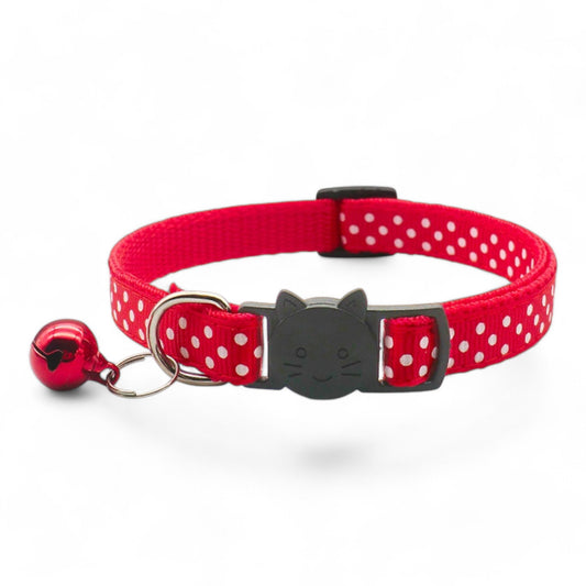 ⭐️Purr. Meow. Woof.⭐️ - Polka Dots Breakaway Safety Cat & Kitten Collar - Red / Cat