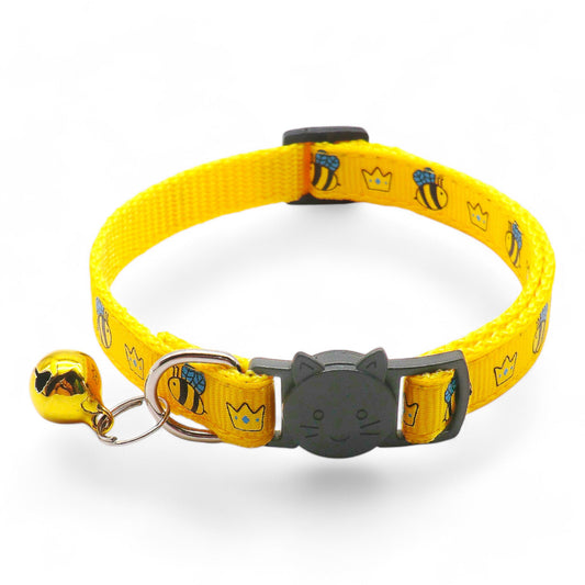 ⭐️Purr. Meow. Woof.⭐️ - Queen Bee Breakaway Safety Cat & Kitten Collar - Yellow / Cat