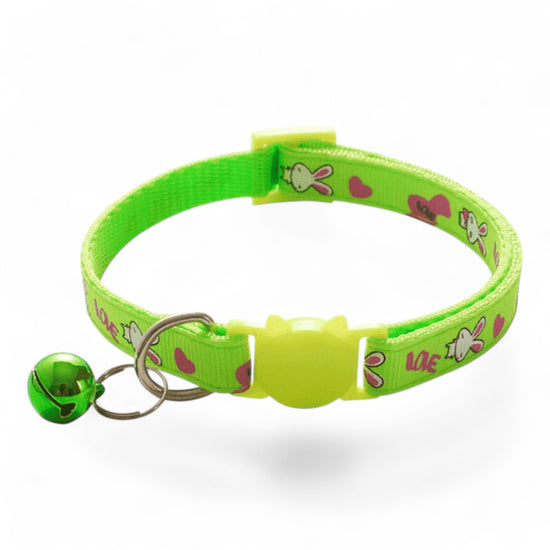 ⭐️Purr. Meow. Woof.⭐️ - Rabbit Breakaway Safety Cat & Kitten Collar - Lime / Cat
