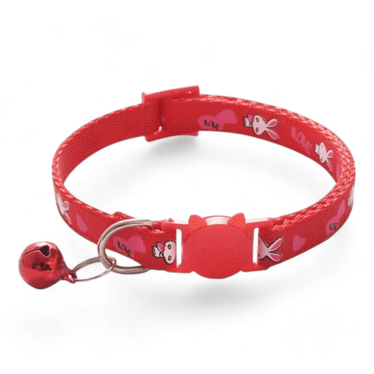 ⭐️Purr. Meow. Woof.⭐️ - Rabbit Breakaway Safety Cat & Kitten Collar - Red / Cat