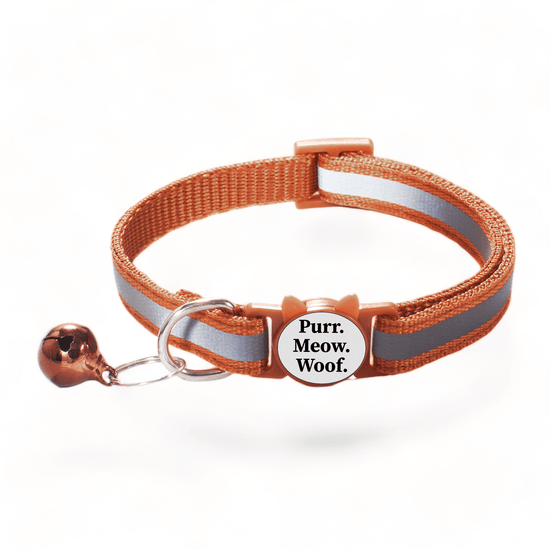 ⭐️Purr. Meow. Woof.⭐️ - Reflective Breakaway Safety Cat & Kitten Collar - Brown / Cat