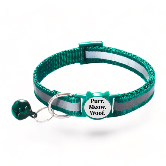 ⭐️Purr. Meow. Woof.⭐️ - Reflective Breakaway Safety Cat & Kitten Collar - DarkSlateGrey / Cat