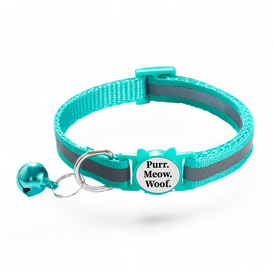 ⭐️Purr. Meow. Woof.⭐️ - Reflective Breakaway Safety Cat & Kitten Collar - DarkTurquoise / Cat