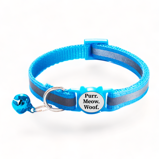 ⭐️Purr. Meow. Woof.⭐️ - Reflective Breakaway Safety Cat & Kitten Collar - DodgerBlue / Cat