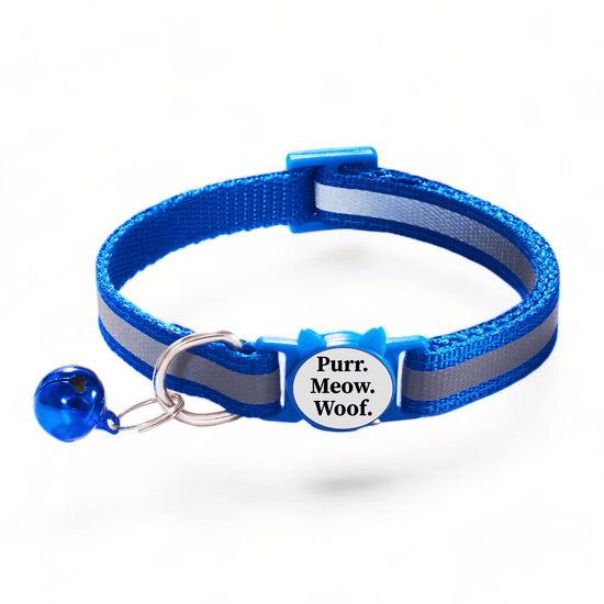 ⭐️Purr. Meow. Woof.⭐️ - Reflective Breakaway Safety Cat & Kitten Collar - RoyalBlue / Cat