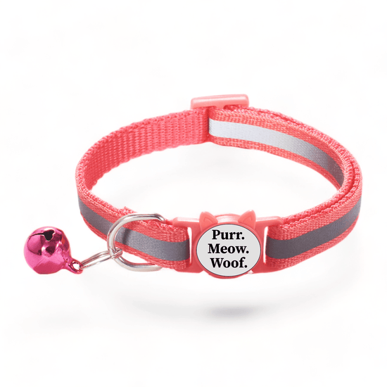 ⭐️Purr. Meow. Woof.⭐️ - Reflective Breakaway Safety Cat & Kitten Collar - Salmon / Cat