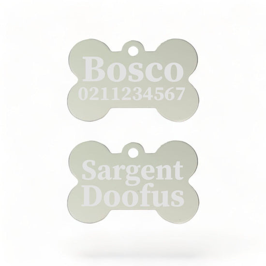 ⭐️Purr. Meow. Woof.⭐️ - Sargent Doofus Bone | Bone Aluminium | ID Pet Tag - Silver