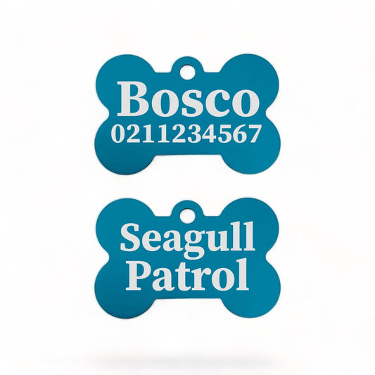 ⭐️Purr. Meow. Woof.⭐️ - Seagull Patrol | Bone Aluminium | Dog ID Pet Tag - DodgerBlue