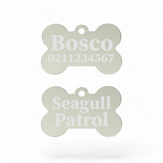 ⭐️Purr. Meow. Woof.⭐️ - Seagull Patrol | Bone Aluminium | Dog ID Pet Tag - Silver