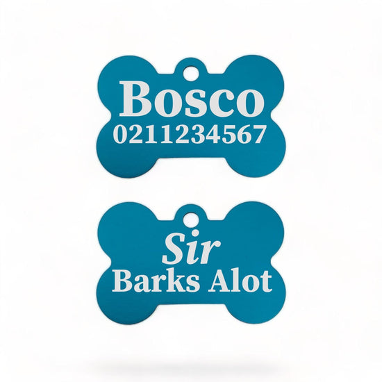 ⭐️Purr. Meow. Woof.⭐️ - Sir/Madam Barks A lot | Bone Aluminium | Dog ID Pet Tag - DodgerBlue / Sir